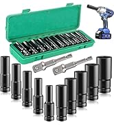 Set Bussole A Impatto, 1/2 Pollice Chiavi A Bussola, Set Di 16 Bussole Per Avvitatore A Percussione, Bussola Esagonale, 10-32 Mm Bussole Ruote Auto - Foto 7