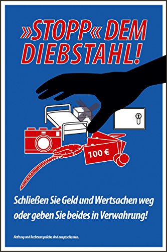 Preisvergleich Produktbild Diebstahl / Einbrecher Schild -632- Hotelzimmer 29,5cm * 20cm * 2mm, ohne Befestigung