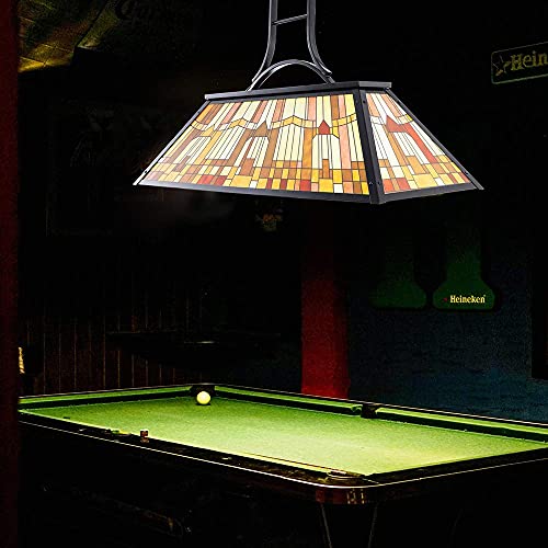 Wellmet 3-Lights Pool Table Lamp With Tiffany-Style Shade For 7' 8' 9' Table, 43.3” Vintage Billiards Light Fixtures Ceiling For Man Cave Club Bar Game Game Room #TOP5