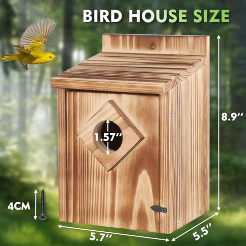 Gtongoko-Bird-Houses-for-Outside-Clearance-1-35-Entrance-Hole-Wood-Blue-Birdhouses-for-Outdoors-with-Air-Vents-Easy-to-Clean-Carbonized-Wooden-Nesting-Box-for-Cardinals-Swallows-Finches-Chickadee Gtongoko Bird Houses for Outside Clearance 1 35 Entrance Hole Wood Blue Birdhouses for Outdoors with Air Vents Easy to Clean Carbonized Wooden Nesting Box for Cardinals Swallows Finches Chickadee