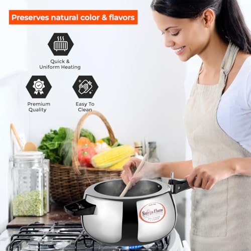 Image of Surya Flame Aluminium 5 Litre Pressue cooker inner lid,Queen Gas and Induction Compatible ISI certified (Silver) 3 Year Doorstep Warranty