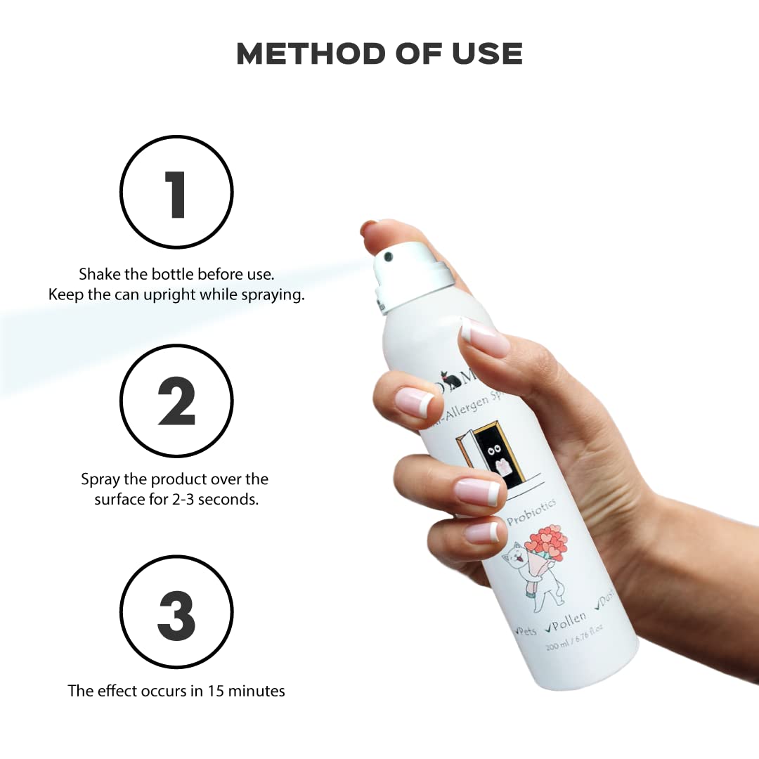 Spray Probiótico Antialérgico para Dueños de Gatos 200 ml — Neutraliza el Alérgeno Fel d 1 en Alfombras, Sofás y Ropa de Cama — Seguro para Gatos, Perros y Niños — Fórmula Biotecnológica