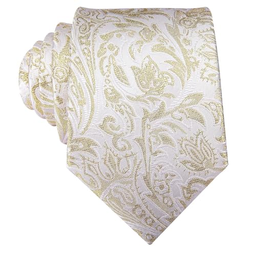 Image of Dubulle Mens Paisley Striped Tie Woven Necktie for Men and Handkerchief Cufflinks Set Wedding Formal Business