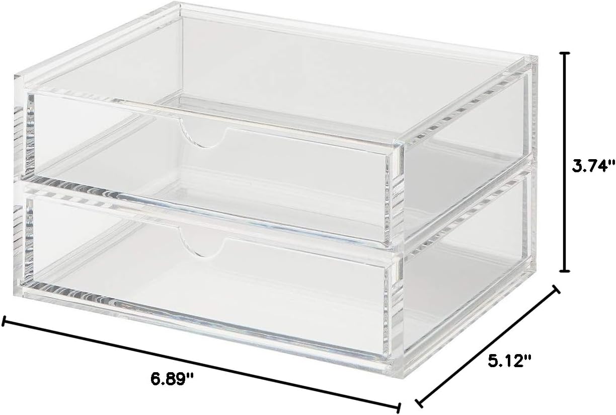 Muji Acrylic Stackable 2-Drawer Storage Case, Small,17.5 cm Width x 13 cm Depth x 9.5 cm Height