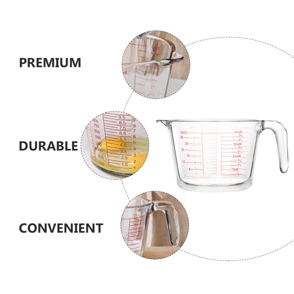 Zerodeko Glas Messbecher mit Großem Fassungsvermögen für Zuhause Küchenutensil mit Klaren Messmarkierungen für Milch und Kaffeemessungen Backzubehör