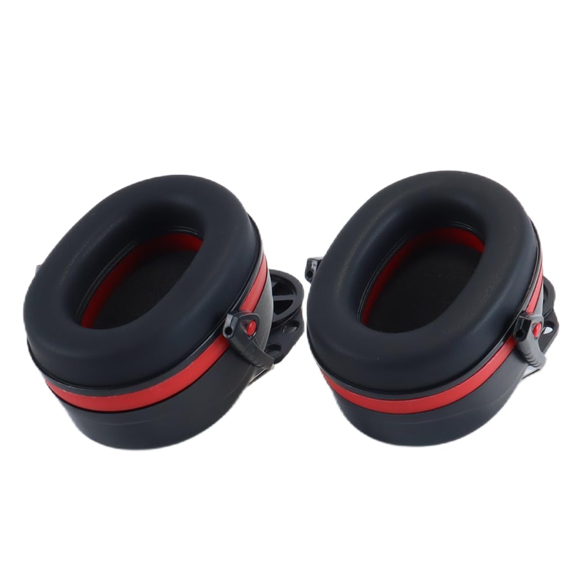 ACOLY 1 Pair Hard Hat (Helmet) Attachment Earmuffs - Adjustable Telescopic, Noise Reduction, Red/Black Sponge Ear Defenders (Lightweight & Fashionable)