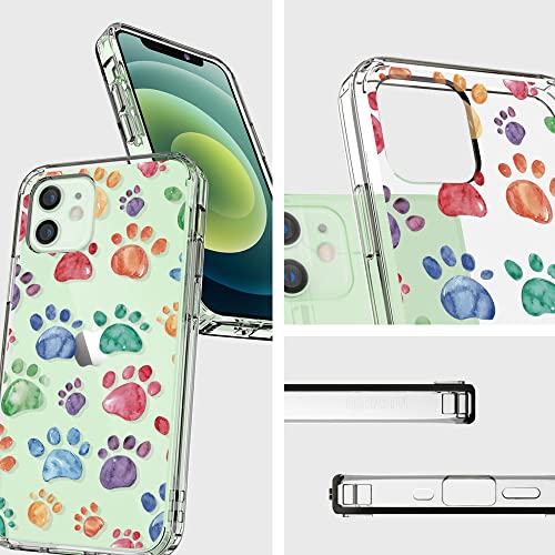 Mosnovo Compatible For Iphone 12 Mini Case, Clear Dog Paws Pattern Print Design Girl Women With Transparent Tpu Bumper Protective Back Case Cover For Iphone 12 Mini 5.4 Inch #TOP3