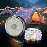 Camping String Lights 10M/32.8FT, 4000mAh Rechargeable Outdoor Tent Lights with 8 Lighting Modes, Quick Storage, Camping Essentials Gear, Hanging Waterproof Portable LED Lamp for Camping, Yard, Hiking