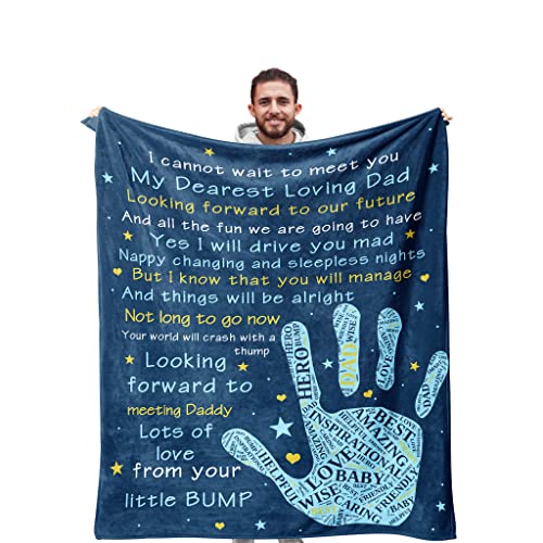 Omokil New Dad Gifts, Daddy to Be Throw Blanket Baby Announcement Gift for Him, Soon to be Father Blankets 50" X 60", Dads Birthday Gift for Men First Time Parents Gifts from New Mom, Pregnancy Wife