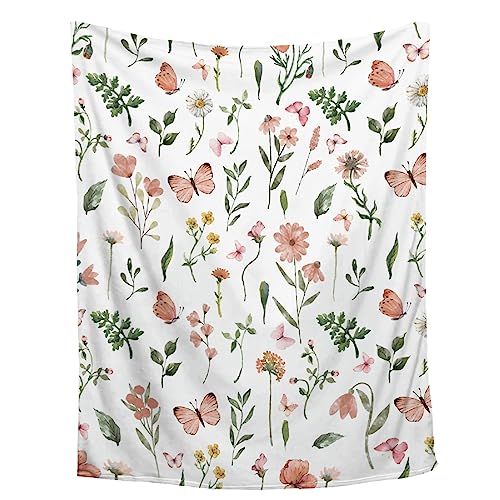 Butterfly Flower Throw Blanket - Floral Gift for Toddler Newborn - 30