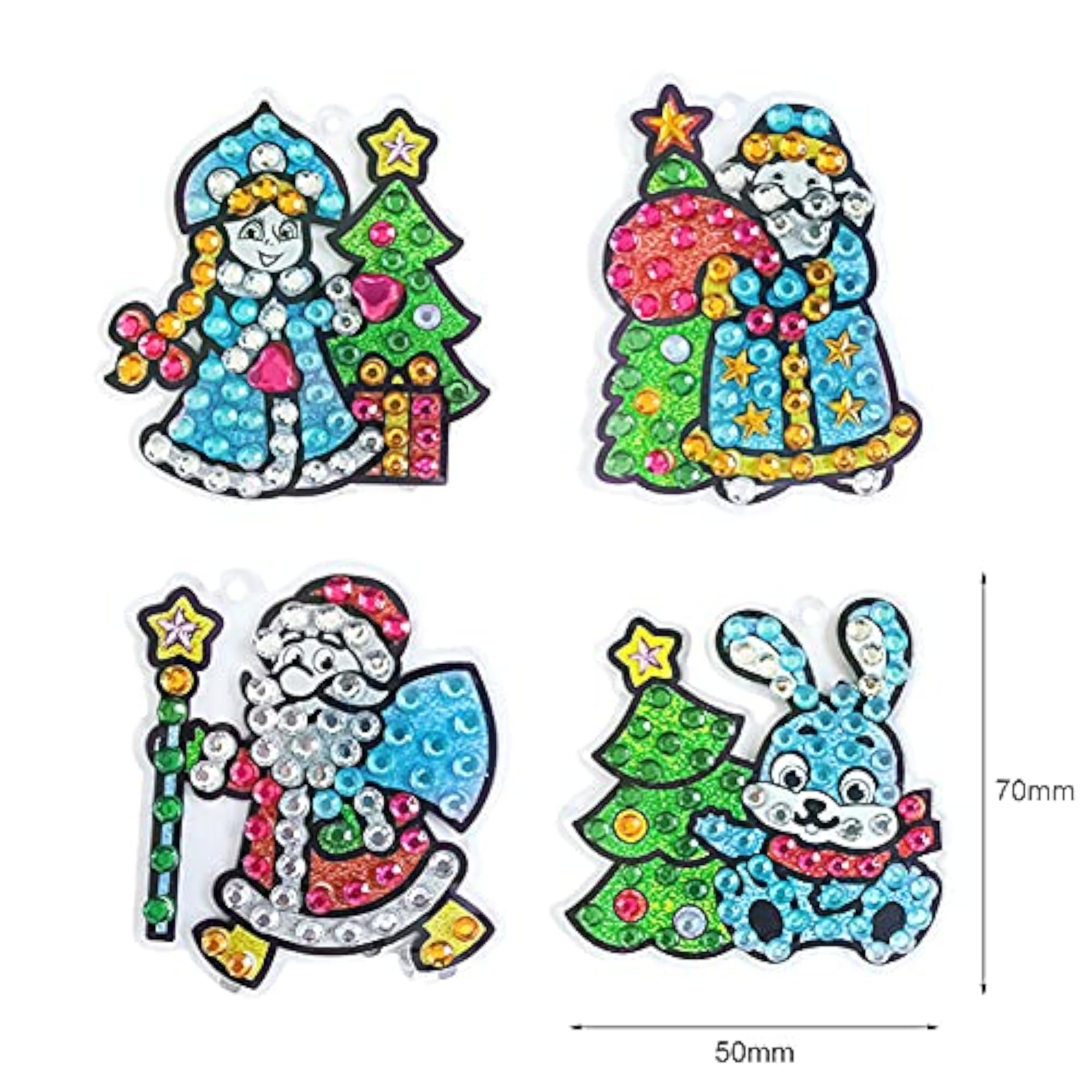 4pcs DIY Diamond Painting Keychain Kit with Special Shaped Designs