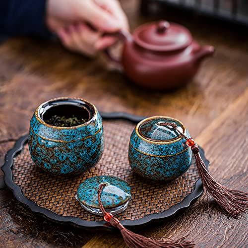 Bakiauli 2-Piece Ceramic Tea Jars, Vintage Chinese Style Storage Jars with Tassel, 70ml Canister for Kitchen Tea, Coffee, Spices or Sugar - Cosy Home Interiors Bakiauli 2-Piece Ceramic Tea Jars, Vintage Chinese Style Storage Jars with Tassel, 70ml Canister for Kitchen Tea, Coffee, Spices or Sugar - Image 6