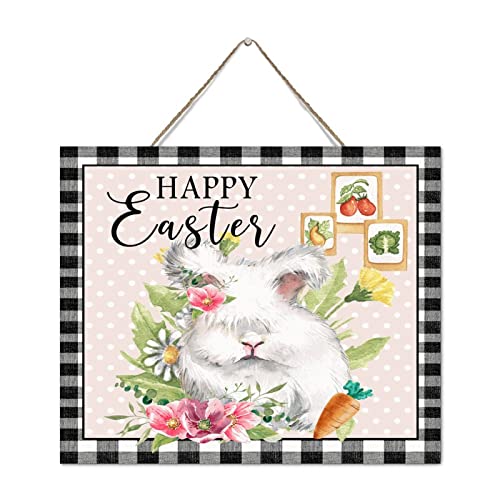 Panneau mural bois vieilli Happy Easter Bunny cadeau idéal - 2