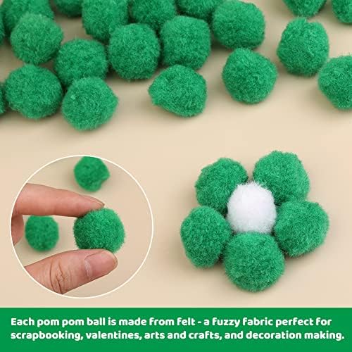 dipeer Bulk Pompoms,150 Pack 1 Inch Pom Poms Balls for Crafts, Fuzzy Balls Puff Balls, Green Pom Pom Puff Balls for DIY Art Creative Crafts Decorations