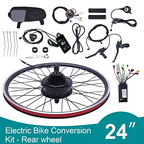 Electric Bicycle Conversion Kit 24″ Front Wheel Ebike Cycling Motor Hub LCD 36V 500W