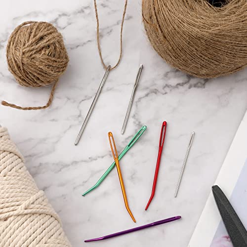 16Pcs Large-Eye Blunt Needle, Plastic Bent Tapestry Needle, Stainless Steel Yarn Knitting Needles Sewing Needles Wool Needle Hand Knitting Needle Sewing Knitting Needle For Crochet Projects (2 Styles) #TOP4