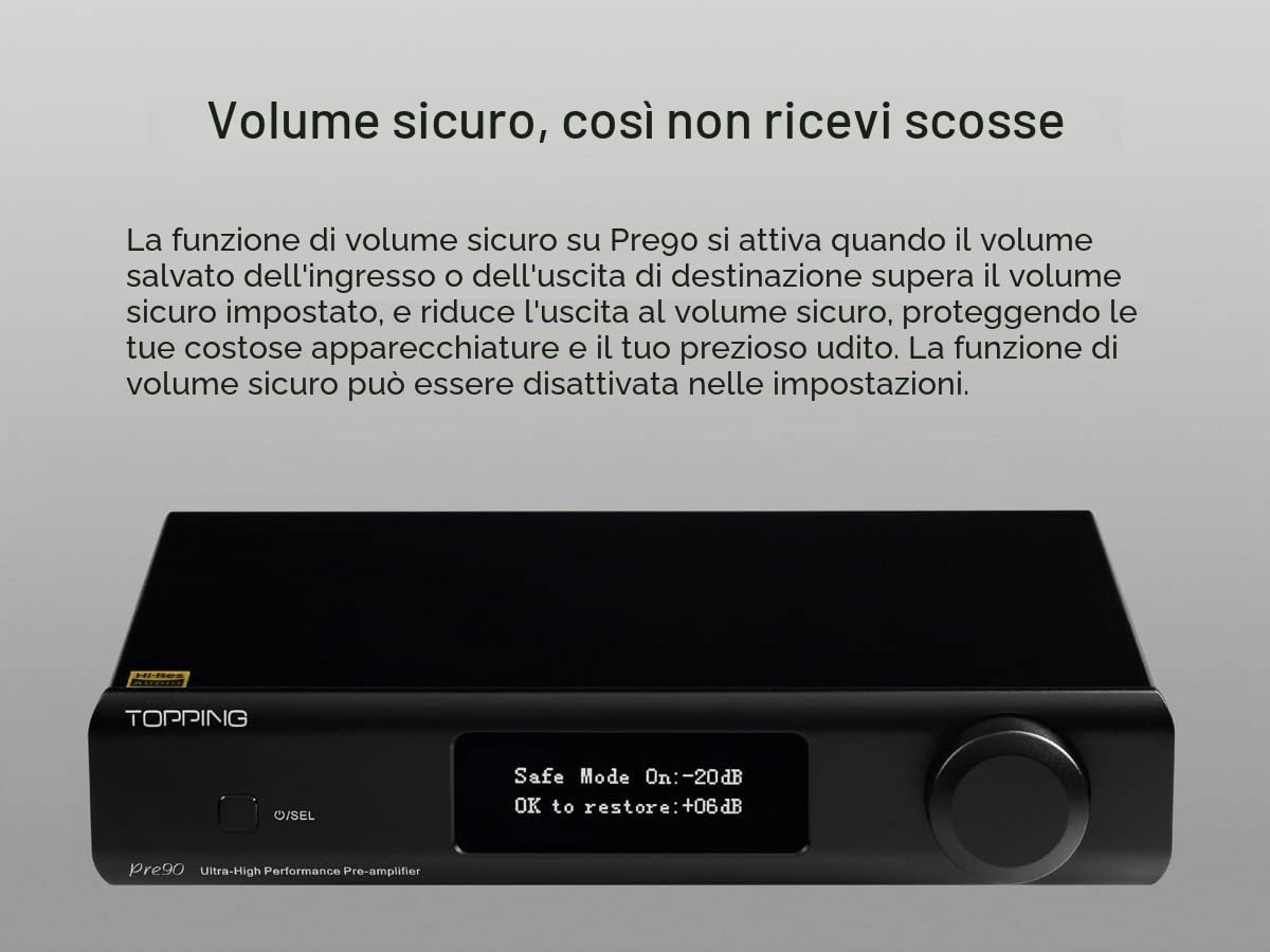 Topping PRE90 Preamplificatore Hi-Res con uscite e connessioni bilanciate, colore nero