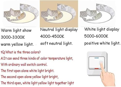 Miniatura 6 de Lámpara de techo LED moderna para habitación de niños, lámpara de techo de estrella blanca y luna, iluminación interior para sala de estar, cocina,