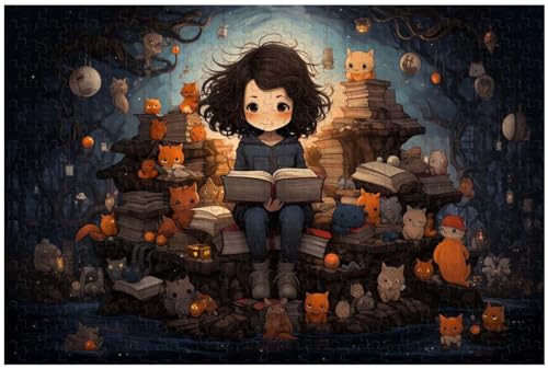 Rompecabezas para Adultos, 1000 Piezas, para niñas inmersas en Libros de Cuentos, Arte de fantasía, Cuadros de decoración de dormitorios (d ; 1000)