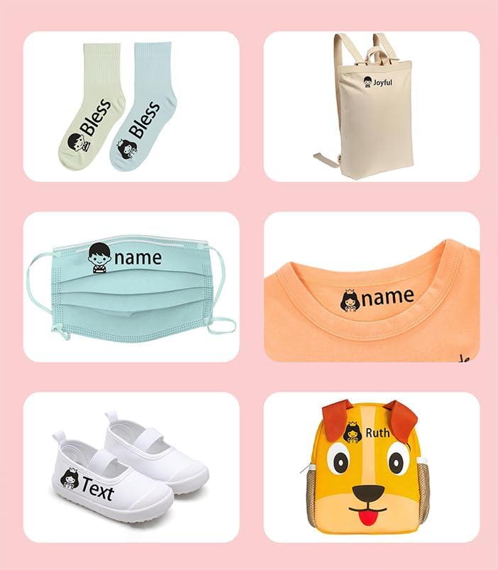Miniatura 3 de Sello de ropa personalizado, sello con nombre para ropa de niños, sello impermeable que no se decolora para niños y niñas, 4 colores y 36 patrones