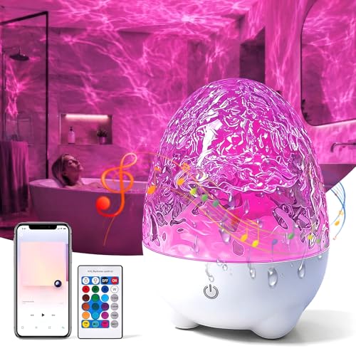 Image of Bluetooth Shower Light with Speaker, 16 Colors RGB Waterproof Bathroom Lamp with Remote, Rechargeable Galaxy Projector Night Light, Ocean Wave Light for Bathroom Bedroom Gaming Room, Gift for Women