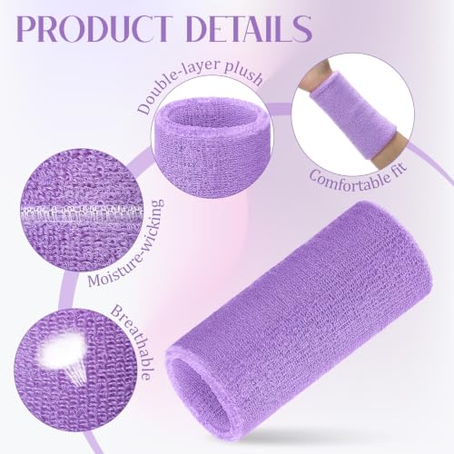 Image of WILLBOND 2 Pcs 6 Inch Wrist Sweatbands for Men and Women, Moisture Athletic Cotton Sweatband for Tennis, Basketball, Running