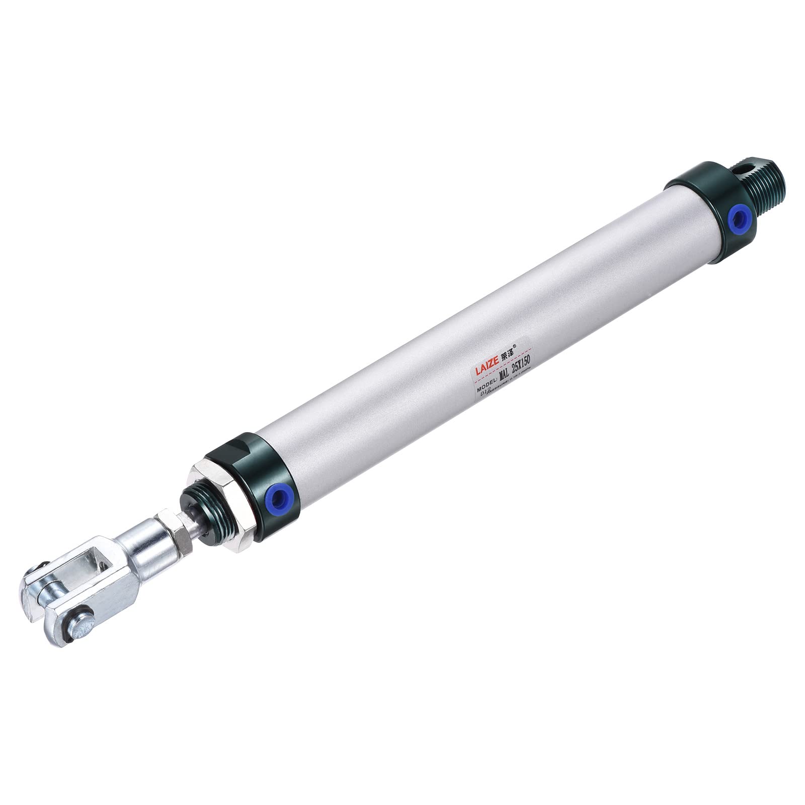 MECCANIXITY Cilindro neumático de aire doble acción MAL25X150 25mm agujero 150mm carrera con conector Y y 4pcs conjunto de montaje rápido