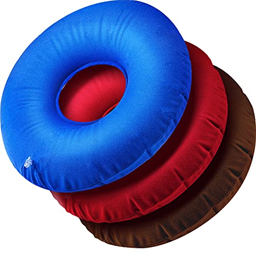 3 Pieces Inflatable Donut Cushion 15 Inches Inflatable Ring Cushion Portable Inflatable Donut Chair Seat Ring Cushion Pillow for Home Office Chair Wheelchair Car, 3 Colors
