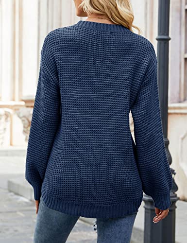 Image of MEROKEETY Women's Fall Long Sleeve Waffle Knit Oversized Sweater