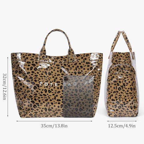 Image of PVC Tote Bag for Women Waterproof Plastic Jelly Tote Letter Print Hobo Handbag for Travel, Gift