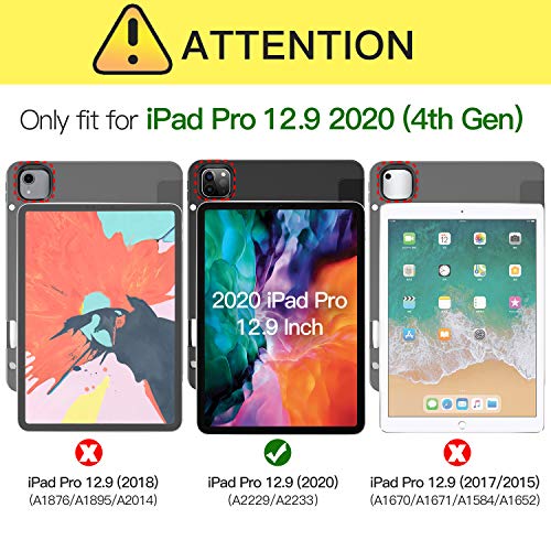 ZtotopCase Custodia per iPad PRO 12,9 Pollici 2020, Ultra Smart Cover Case con Pencil Holder, Funzione Auto accensione/spegnimento, Supporta la Carica di iPad Pencil per iPad PRO 12,9 4th Gen - Nero