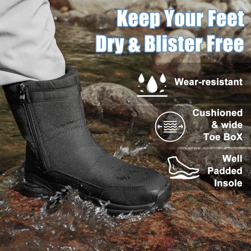 Men's Snow Boots Waterproof - Warm Fur Lined Men’s Winter Boots Insulated, Non-Slip Wear-Resistant Snow Boot for Men4