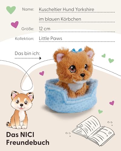 NICI Kuscheltier Hund Yorkshire 12cm im Körbchen - braun