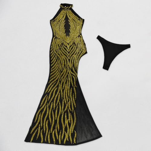 Image of PORRCEY Women's Sexy Elegant Rhinestone Bodycon Dress Hot Drilling Clubwear
