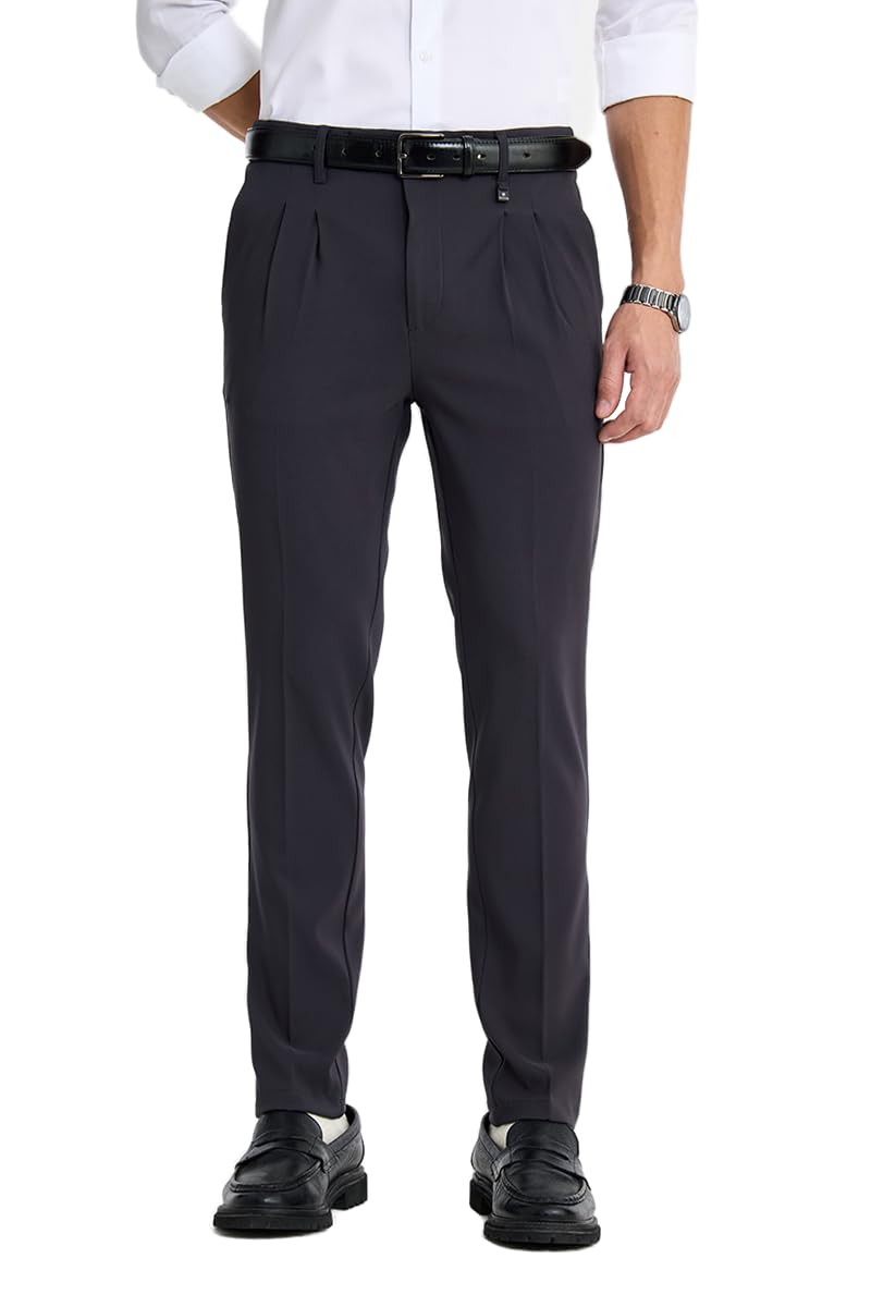 snitch Men Slim Fit Trousers | Minimalist Professional Flat Front Design | Durable Polyester Blend & Medium Stretch Fabric for Office & Evening-picture-14