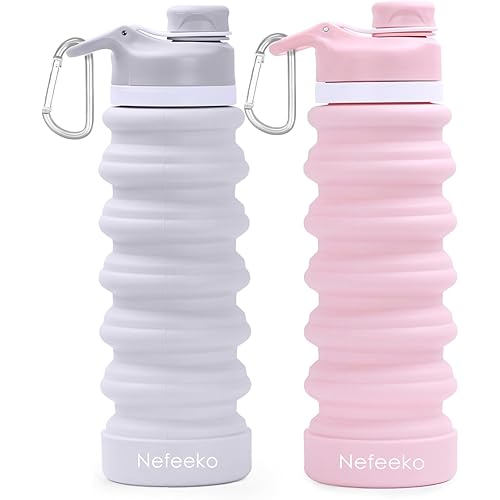 Nefeeko Collapsible Water Bottle, 26oz Silicone Foldable Water Bottles Leakproof BPA Free Travel Water Bottles with Carabiner, Portable Sport Water Bottles for Camping,Hiking Outdoor Indoor Sport