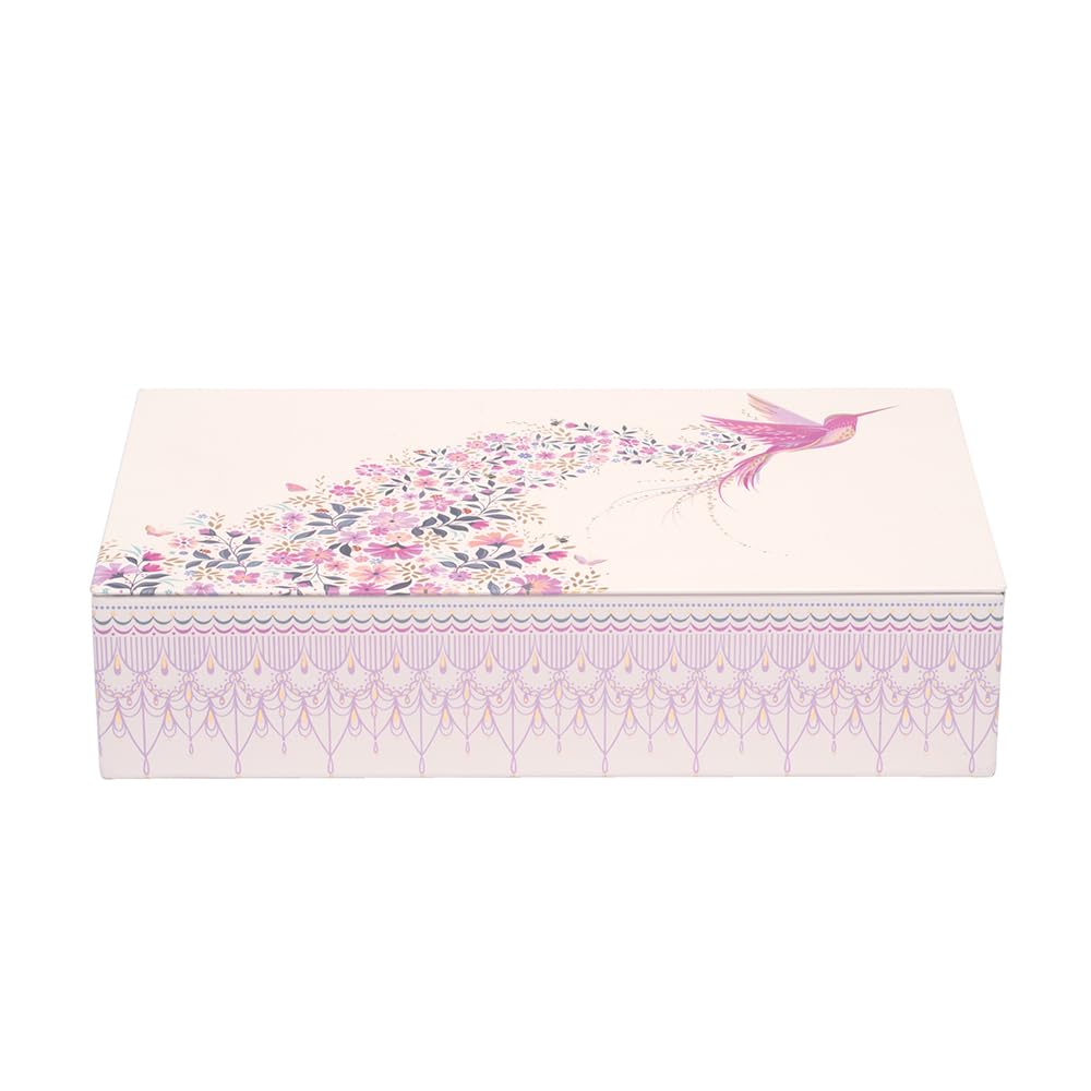 Elite tins Sara Miller Ditsy Hummingbird Flat Hinged Lid Tin, Multi Color, 17.7 x 10.5 x 4 cm, Food Storage Container