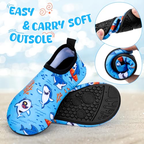 Image of Kids Boys Girls Swim Water Shoes, Toddler Kids Swim Water Shoes Non-Slip Quick Dry Beach Shoes,Barefoot Sports Shoes Aqua Socks for Beach Outdoor Sports