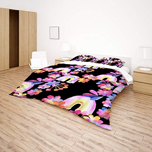 Housse de couette fleurs aquarelles ultra douce en polyester - 5