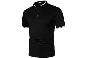 HOOD CREW Men Stand Up Collar Polo Shirt