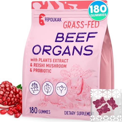 (180 Gummies) Beef Organ Supplement for Women - 5300mg Beef Liver Kidney Uterus & 10 More for Hormone Balance Menstruation Energy Immunity Gut & Skin Health - 100% Grass Fed & Pasture Raise