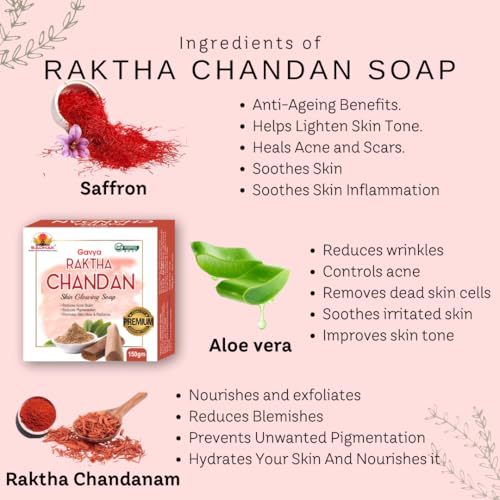 Image of Raktachandan Skin Glowing Soap, 150g Pack of 6