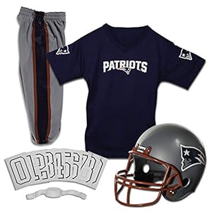 Franklin Sports New England Patriots Kids Football Uniform Set – NFL Youth Football Costume for Boys & Girls – Set Includes Helmet, Jersey & Pants – Large