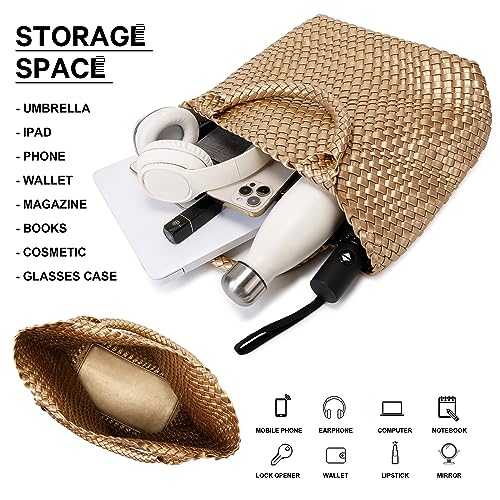 Image of Vegan Leather Purses for Women, Handmade Purses and Handbags Summer Beach Travel Tote Shoulder Bag | WOVEN