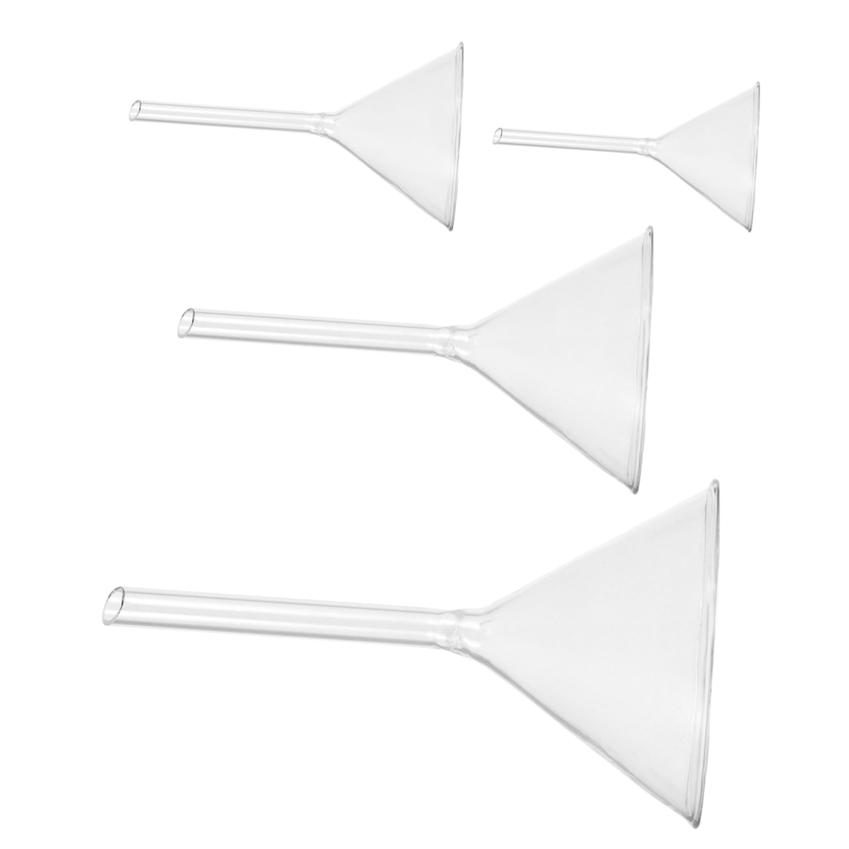 Imbuto in Vetro a Tubo Breve per Laboratorio, Resistente Agli Shock Termici, Riutilizzabile, 4 Pezzi per Trasferimento Preciso di Essenze ed Estratti in Piccole Bottiglie