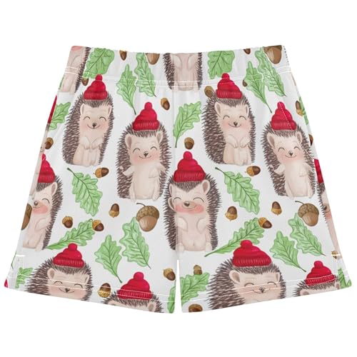 Girls Athletic Cute Hedgehogs Leaves Kids Summer Pajama Sleepwear Casual Activewear Youth Comfy Clothes, X-Small