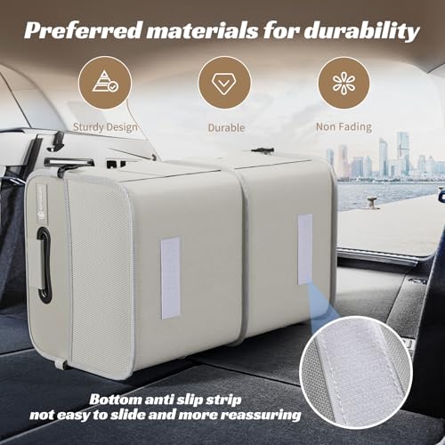 Image of Sposuit Trunk Organizer for Car - 70L Collapsible Sturdy Car Storage, White | 11 Pockets & Reinforced Handles, Large Capacity, SUV Trunk Organizers for Grocery Cargo, Non-Slip Bottom