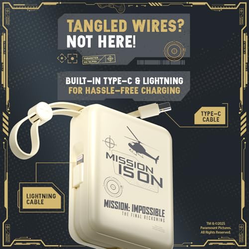 Image of Mobilla x Mission: Impossible - MPower X2 Limited Edition Powerbank | 27W High-Speed Output | 10000mAh Battery | Built-In Type-C & Lightning Cables | Dual Fast Charging Ports | Battery Display (Cream)