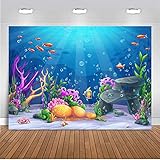 LELEZ 7X5ft Underwater World Backdrop Colorful Coral Reef Sea Fishes Photography Background Child Kids Mermaid Themed Birthday Party Backdrop Baby Shower Wallpaper Studio Photo Booth Props CHE008