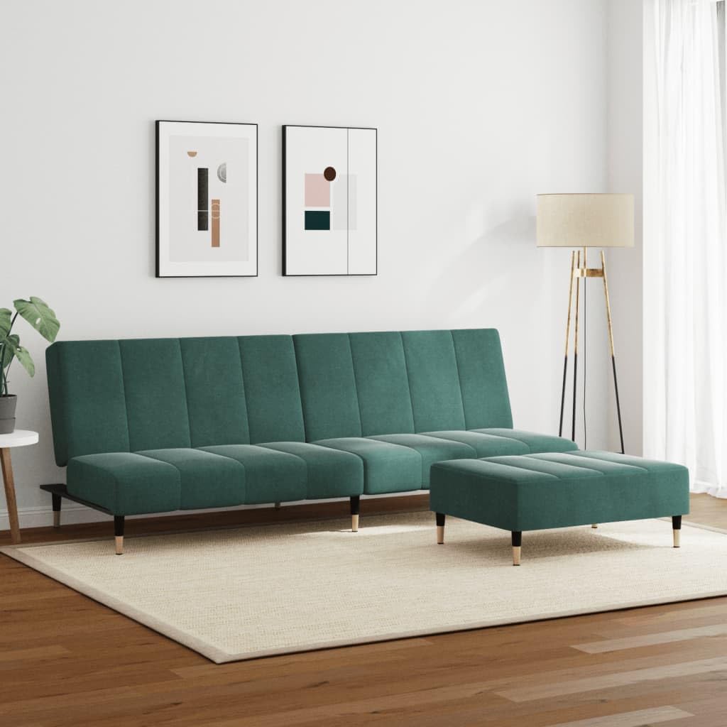 Sofa Bed Dark Green Velvet (100% Polyester) Living Room Furniture